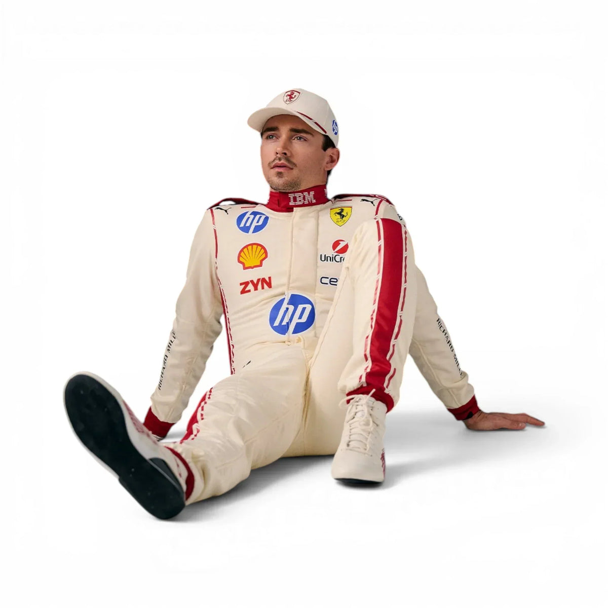 Charles Leclerc 2026 Monaco Grand Prix Ferrari F1 Inspired Race Suit in Ferrari Red, Back view showing printed sponsor logos, by Active Racegear