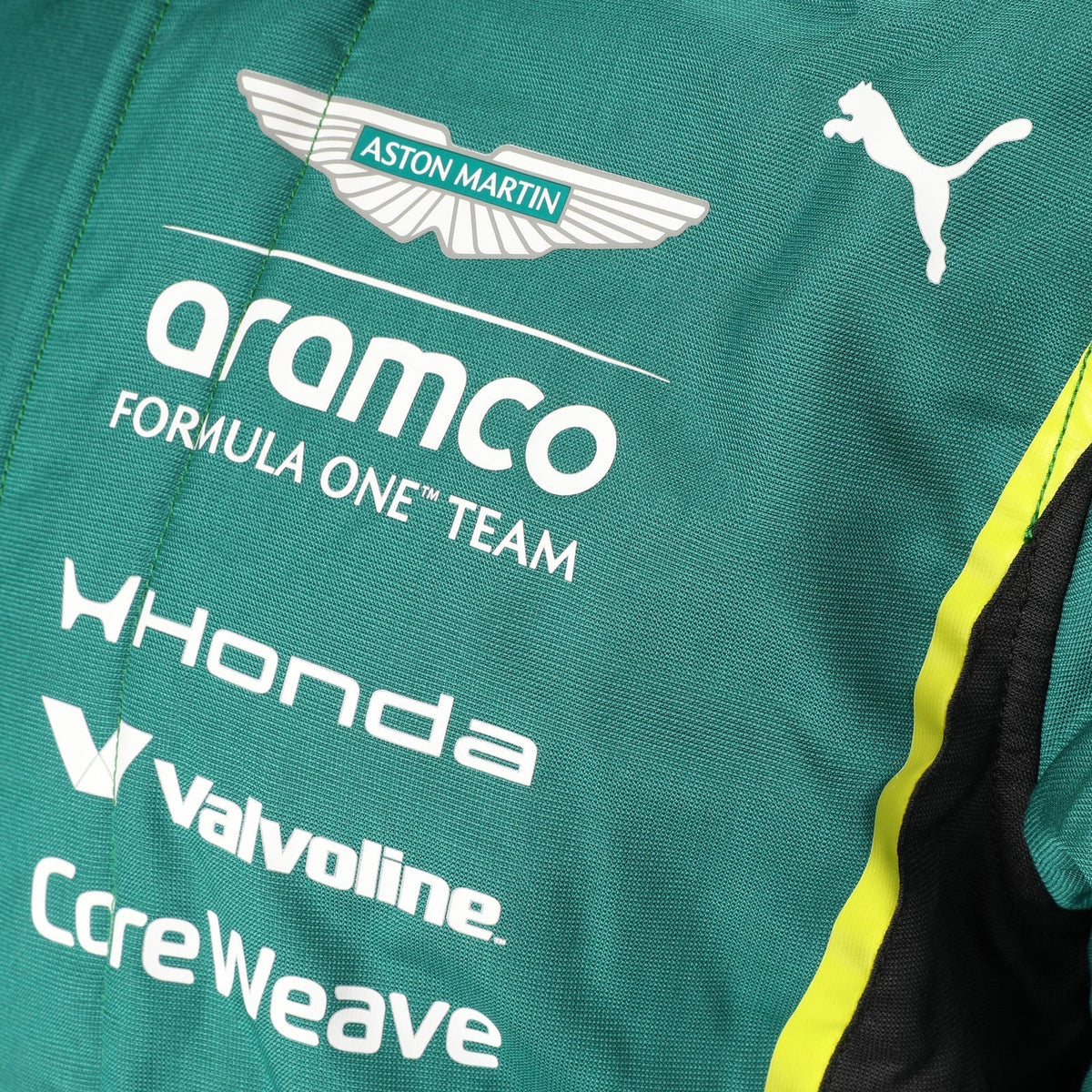  Aston Martin, Aramco and Honda chest logos on the green 2026 F1 race suit – Active Racegear.