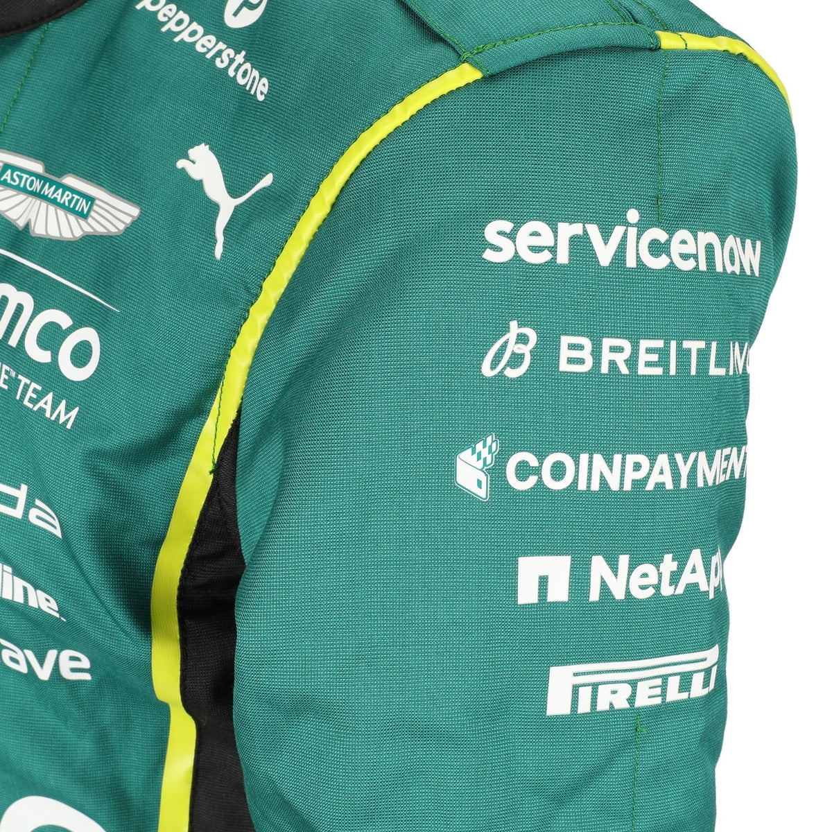 Puma, Pirelli and sleeve sponsor details on Jak Crawford’s 2026 F1 race suit – Active Racegear.